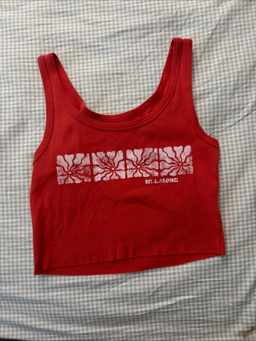Billabong Red Scoop Neck Floral Print Crop Tank